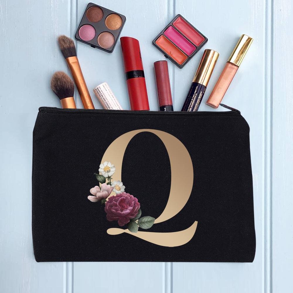Damen Kosmetiktasche Make-up Tasche Weiblich Initialen Namensbuchstaben Muster Lippenstift Taschen Handtaschen Reißverschluss Federmäppchen für das Büro