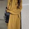 Korean Style High Neck Loose Sweater Dress - Petite Medium Length, Autumn/Winter