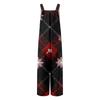 Women's Christmas Print Solid Wide Leg Strapless Tank Pocket Casual Onesie