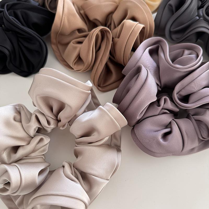 French Design With Wooden Earrings And Hair Loops, High-end Satin Finish, Women's Minimalist Temperament, New Hair Rope