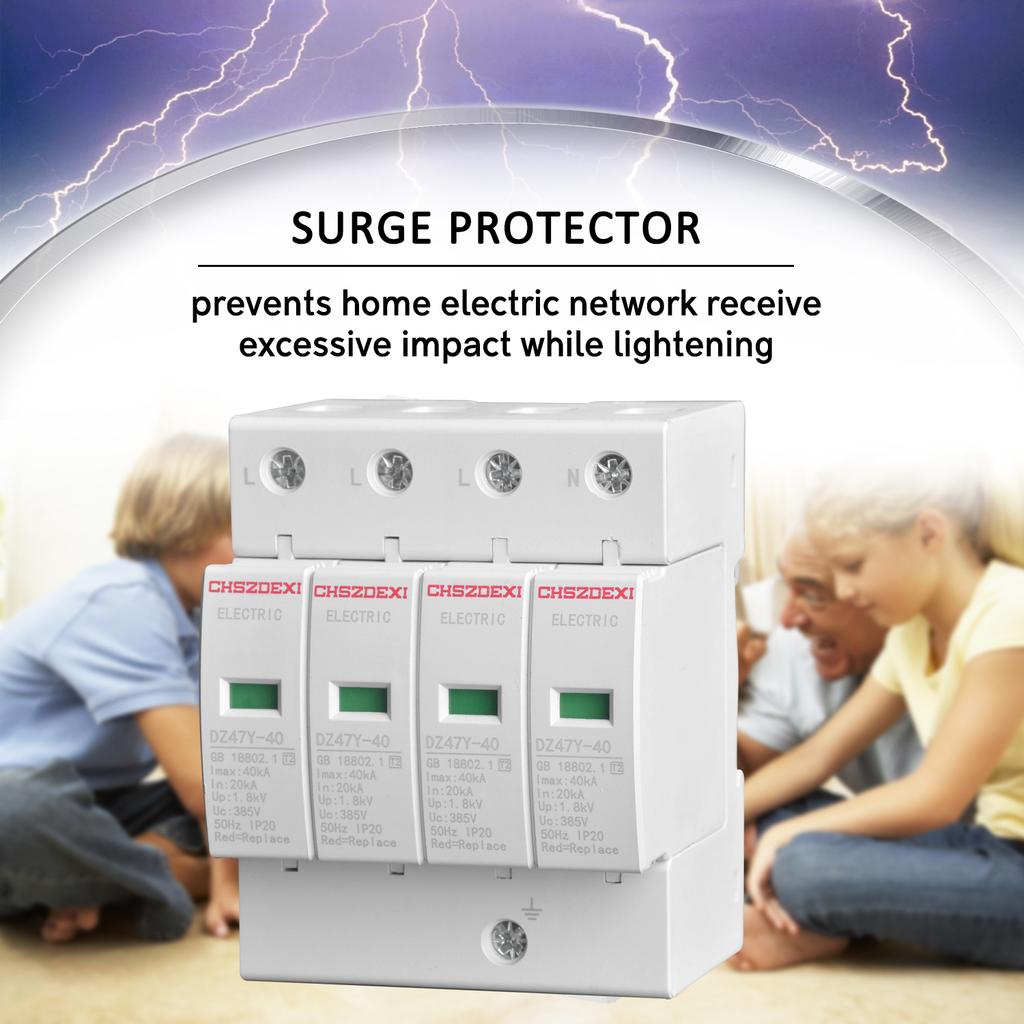 DZ47Y 40KA 385V House Surge Protector Protective Low voltage Arrester Device 4P Device