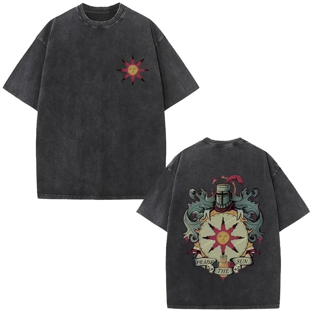 Prané Vintage Herní Dark Souls Merch Tričko Pánské Dámské Retro Gotické Rockové Trička Pánské Punkové Oversized Tričko