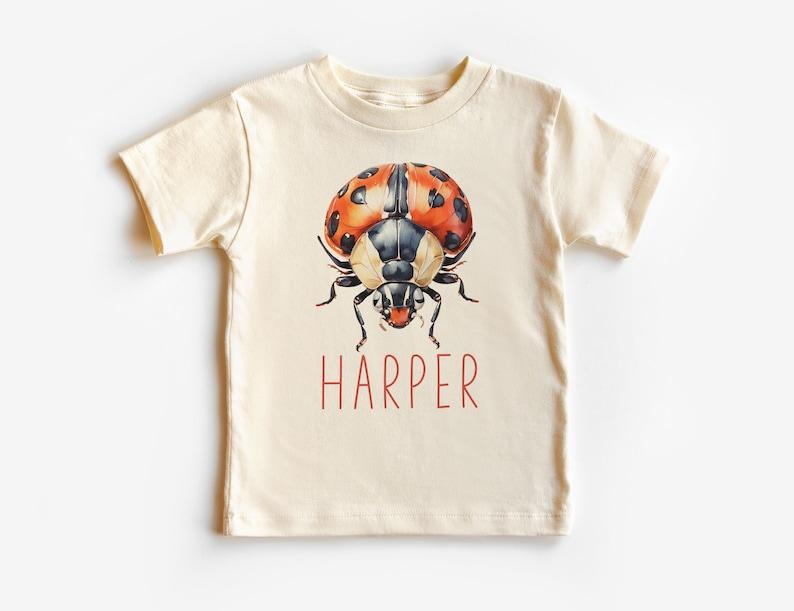 Personalized Realistic Ladybug Toddler Shirt - Children's Custom Name Tee - Insects - Boho Natural Kids & Youth Shirts