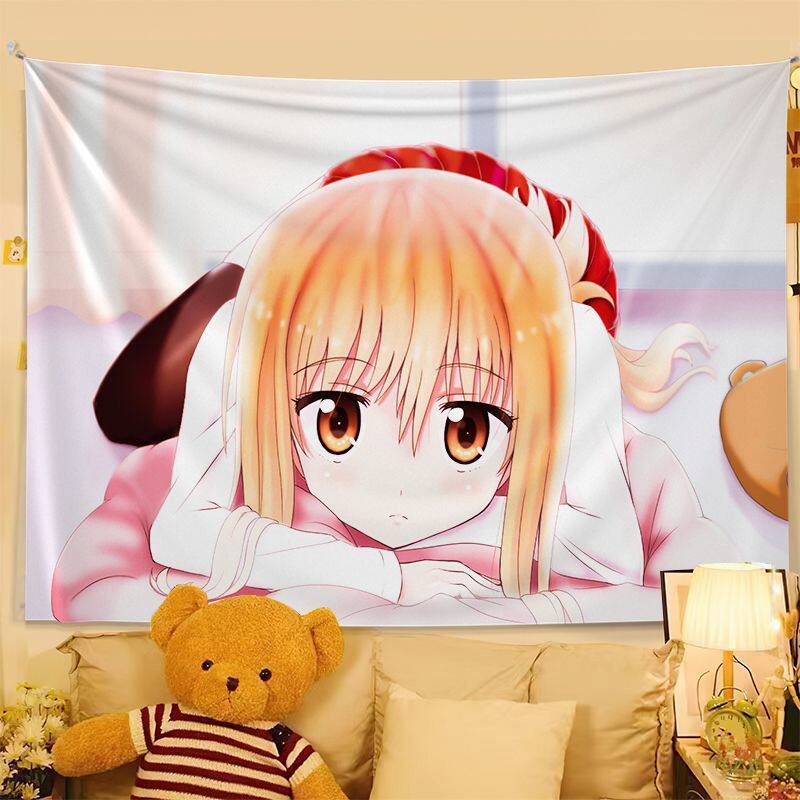 Cute Anime Print Tapestry Wall Hanging Anime Poster Bedroom Backdrop Wall Art Dorm Home Decor