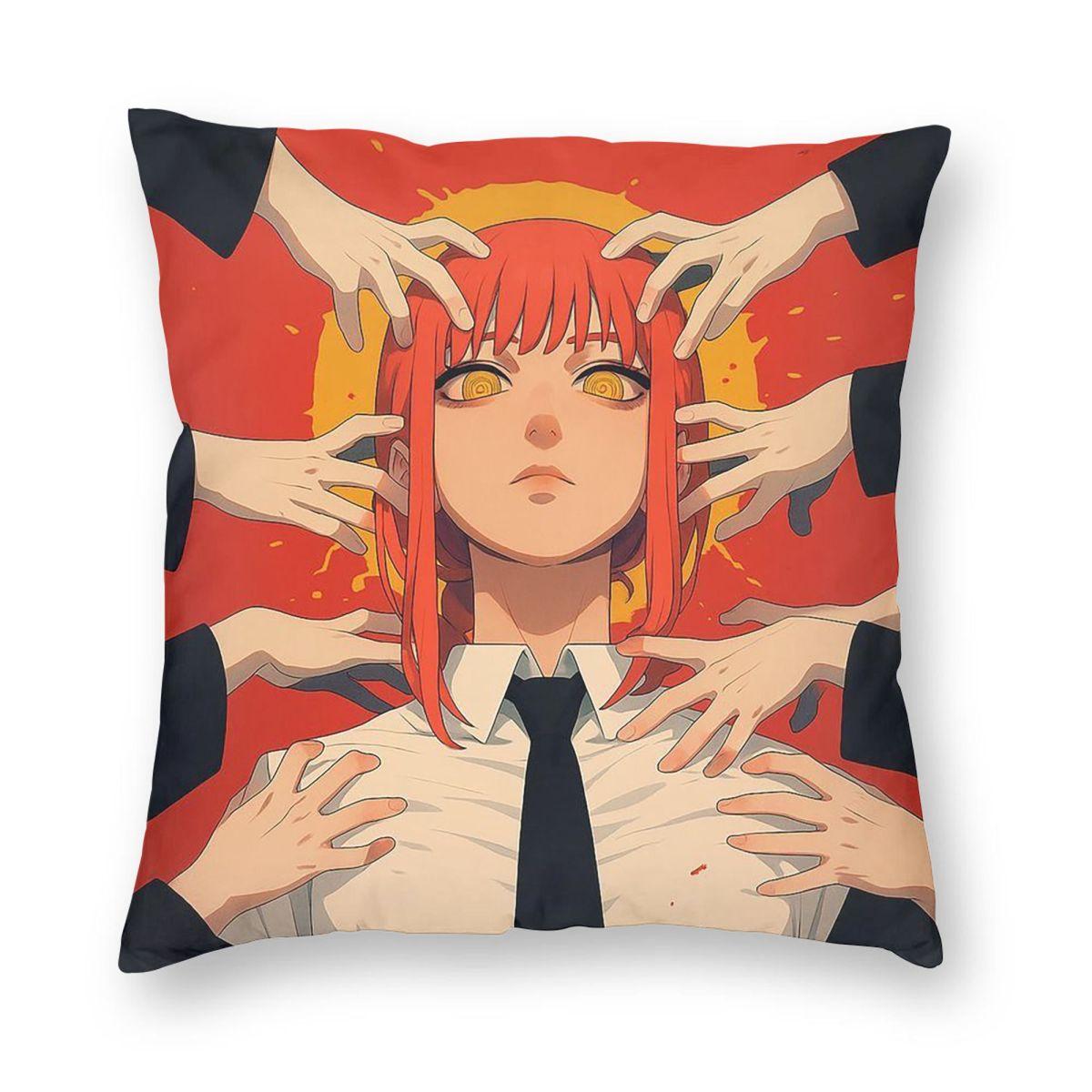 

Anime Chainsaw Man Makima Cartoon Square Pillowcase Pillow Cover Cushion Throw Pillow for Home Bedroom Car 12x12Inch