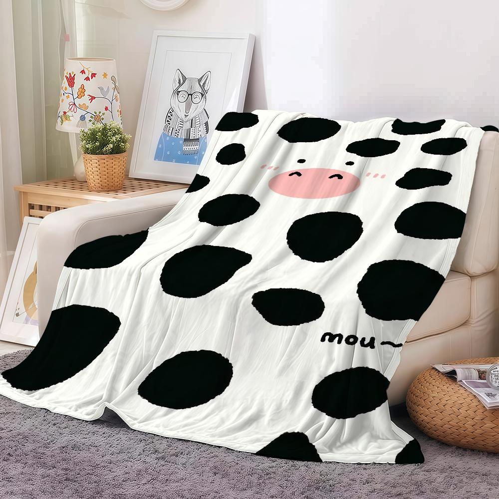 Holstein Spots Cow Texture Blanket Warm Soft Suitable For Bedroom Sofa Bed Living Room Office Travel Camping Gifts