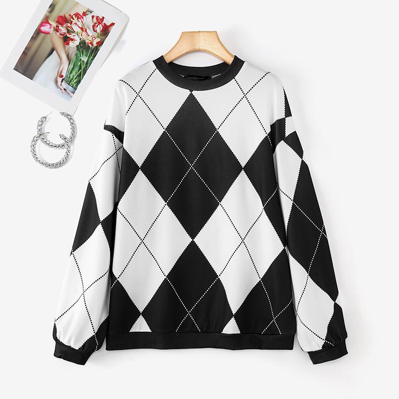ZANZEA Women Casual Round Neck Long Sleeve Plaid Knitted T-Shirts