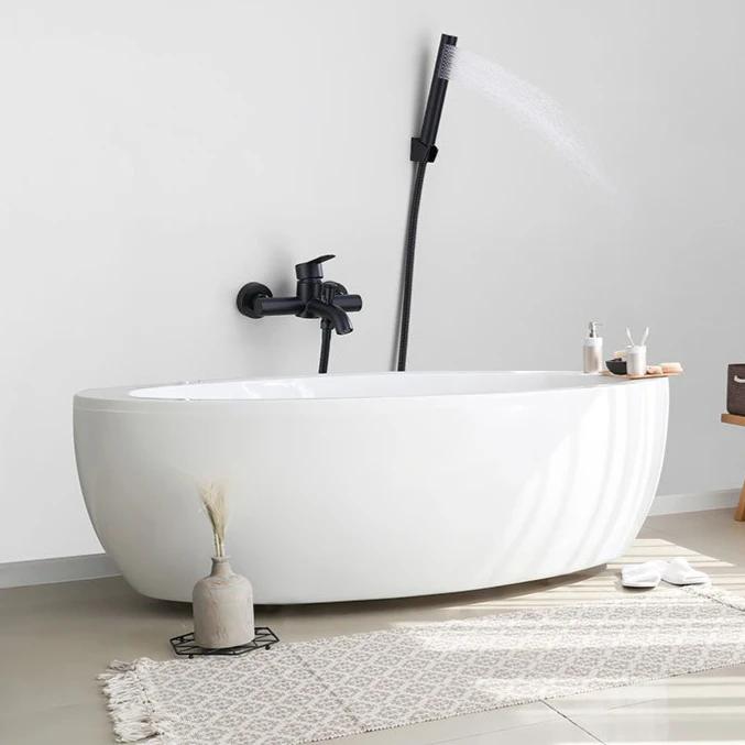 304 Stainless Steel Bathtub Faucet Hot and Cold Mixed Water Valve Triple Joint Simple Elbow Shower Faucet and Shower Head