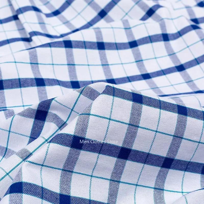 Men's Oxford Long Sleeve Square Collar Soild Plaid Striped Summer Casual Shirts Single Pocket  Shirt