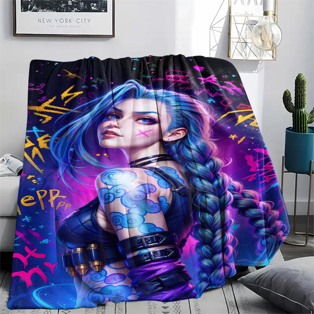 1PC Jinx Print Flannel Blanket, High quality All Seasons, Home Decor, Warmth and Comfort, Perfect for Christmas Gifts