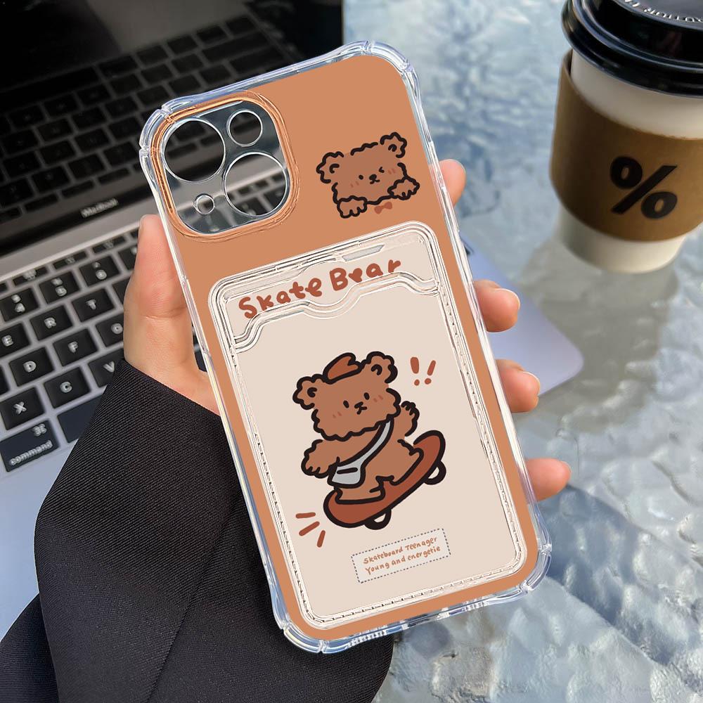 Pouzdro na telefon na kartu pro iPhone 11 13 XR 15 14 Pro Max iPhone 12 16 7 8 Plus XS Max Samsung S24 S23 A15 A55 A05 A54 Redmi 12 13C 13 9 Cartoon Protection
