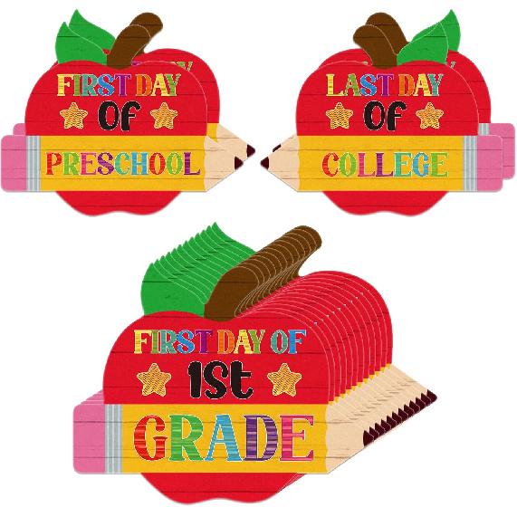 WaaHome First Day of School Chalkboard Sign - 8  x10   First and Last Day of Preschool Kindergarten 1st Grade Sign Back to School Photo Prop Signs 15 красный