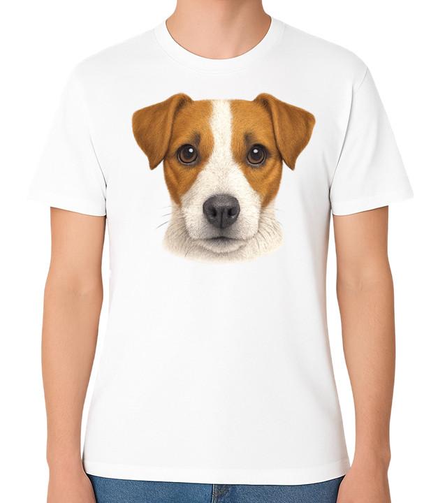 Jack Russell Terrier Dog Face T-Shirt Realistic Puppy Graphic Tee Unisex Gift M