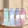1PC Simple Elephant Outline Pattern 750ml Color Plastic Sports Water Bottle Leakproof Flip Straw Lid Suitable for Sports Office Home Use