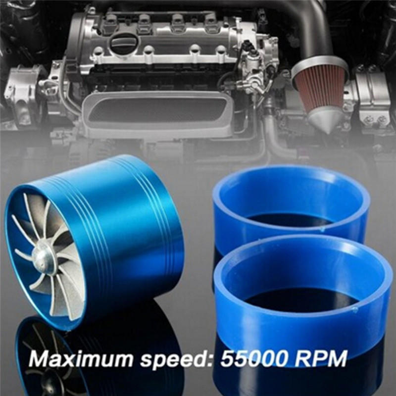 Blue Turbonator Turbo Short Cold Air Intake Fuel Gas Saver Single Fan For Nissan