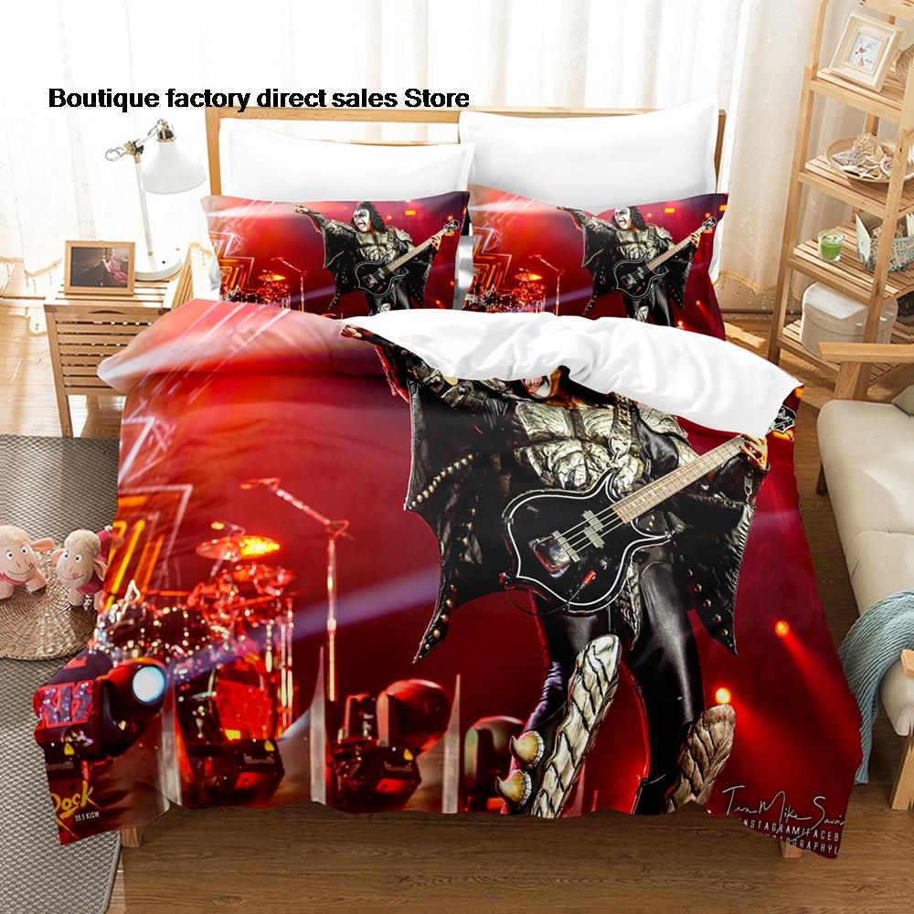 y2k Metal Rock Kiss Band album Bedding Set Single Twin Full Queen King Size Bed Set Kids Bedroom Duvetcover Sets Bedding Set