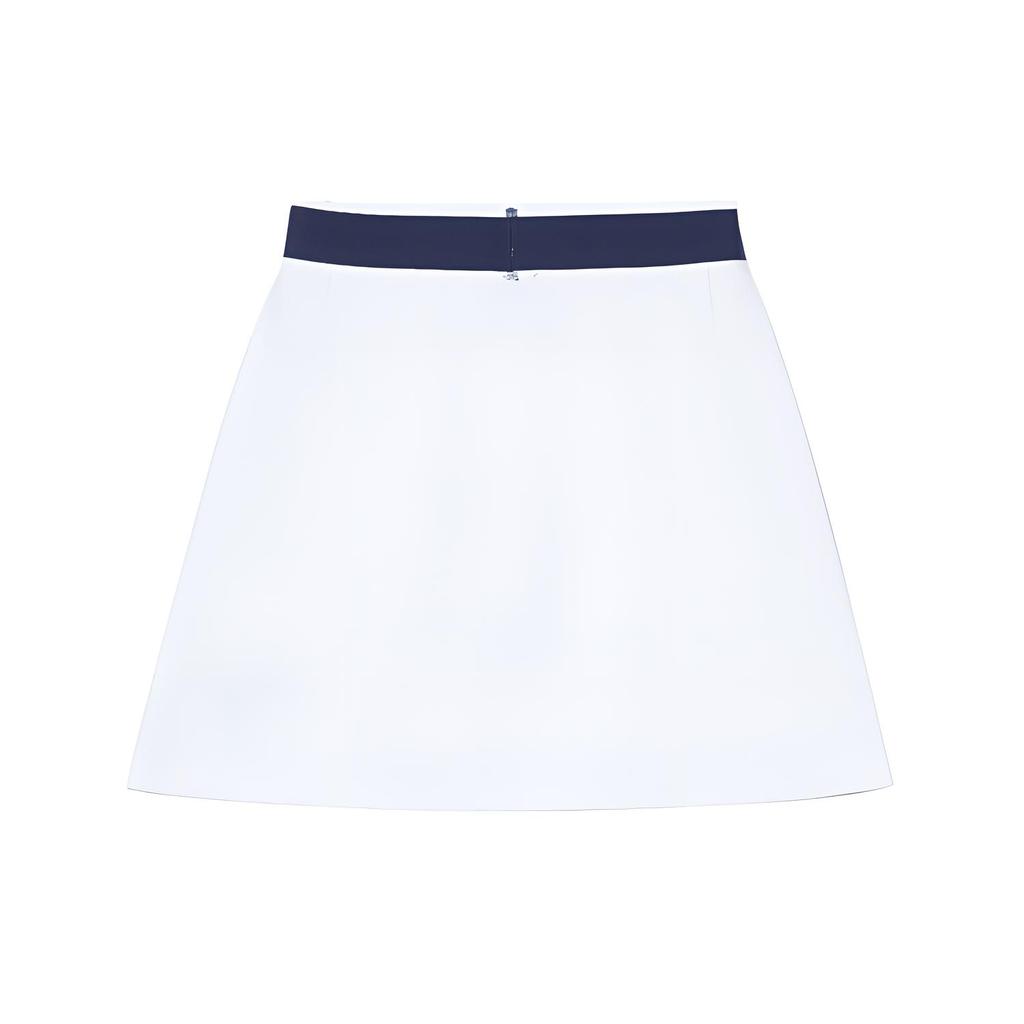 Puma Fashion Color Block Breathable Brand Logo Design Casual Skirt Women Skirts White Blue Navy 671728-02