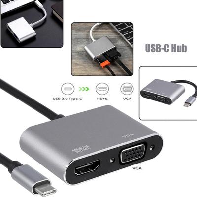 Universal USB 3.1 Type C To VGA HDMI-compatible 4K Converter Cable Adapter Cord Port HUB