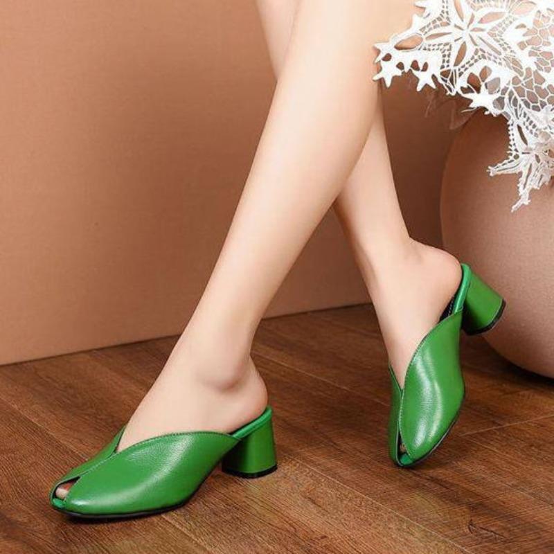 Fashion Shoes For Women Outside Slides Height Sandals Leather Woman Slippers Mules Summer 2024 Trend Waterproof With Premium Pvc