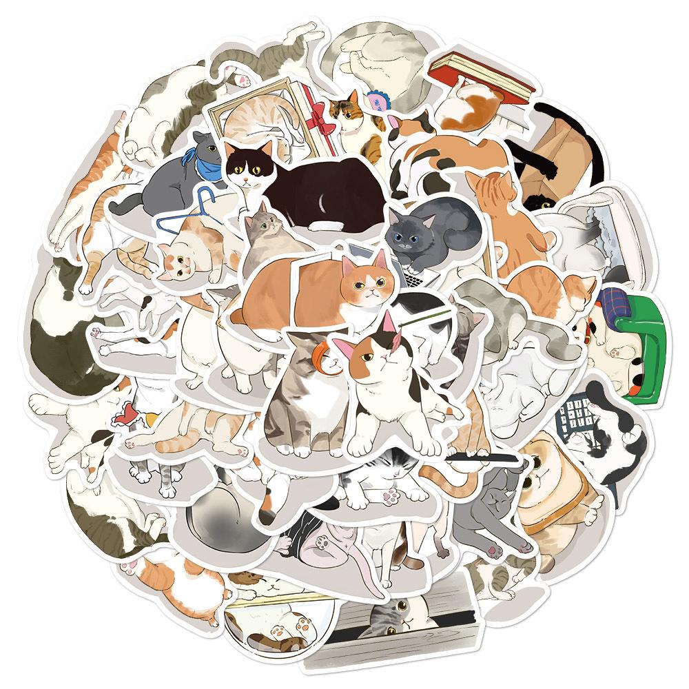 10/30/50pcs Kawaii Cartoon Cat Daily Life Stickers Cute Creative Graffiti Sticker Scrapbook Guitar Phone Laptop Decals
