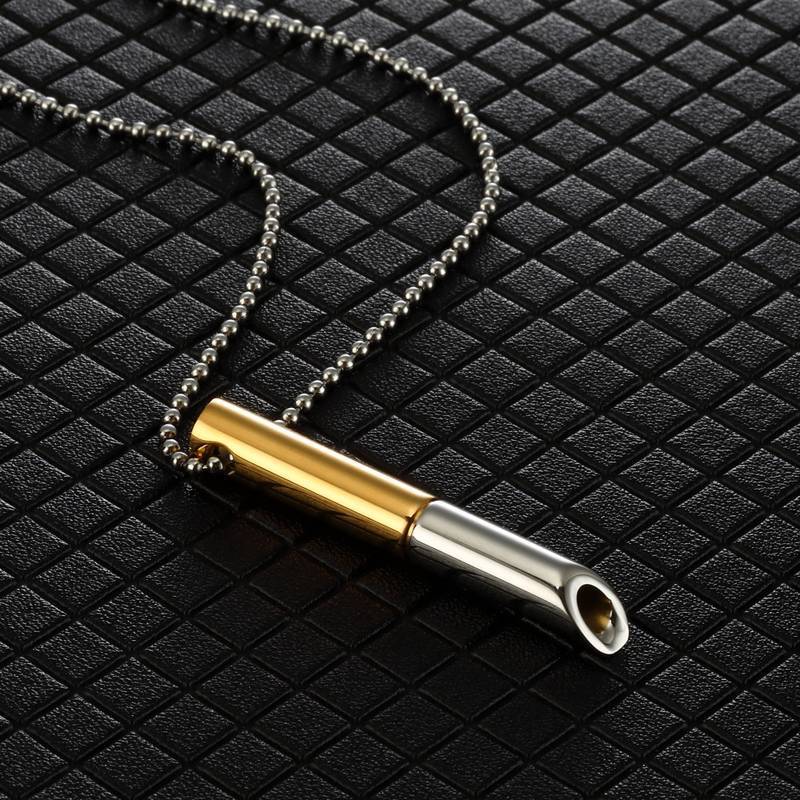 Meditation Breathing Stress-relieving Whistle Anxiety Stainless Steel Pendant Necklace