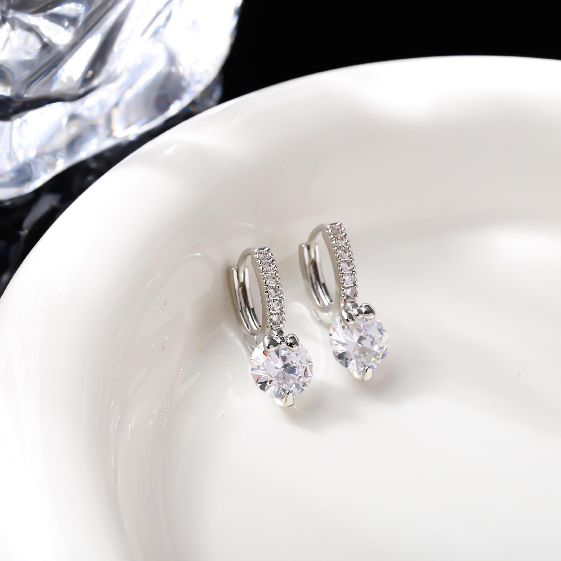 Korean Style Luxury Imitation Moissanite Dangle  Stud Earrings