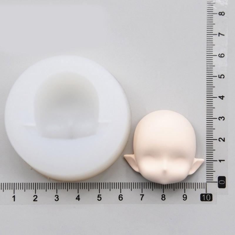BJD Human Face Mold OB11 Soft Ceramic Q Version Happy Closed Eyes Ultra Light Clay Fondant Silicone Mold 4.5cm 6cm