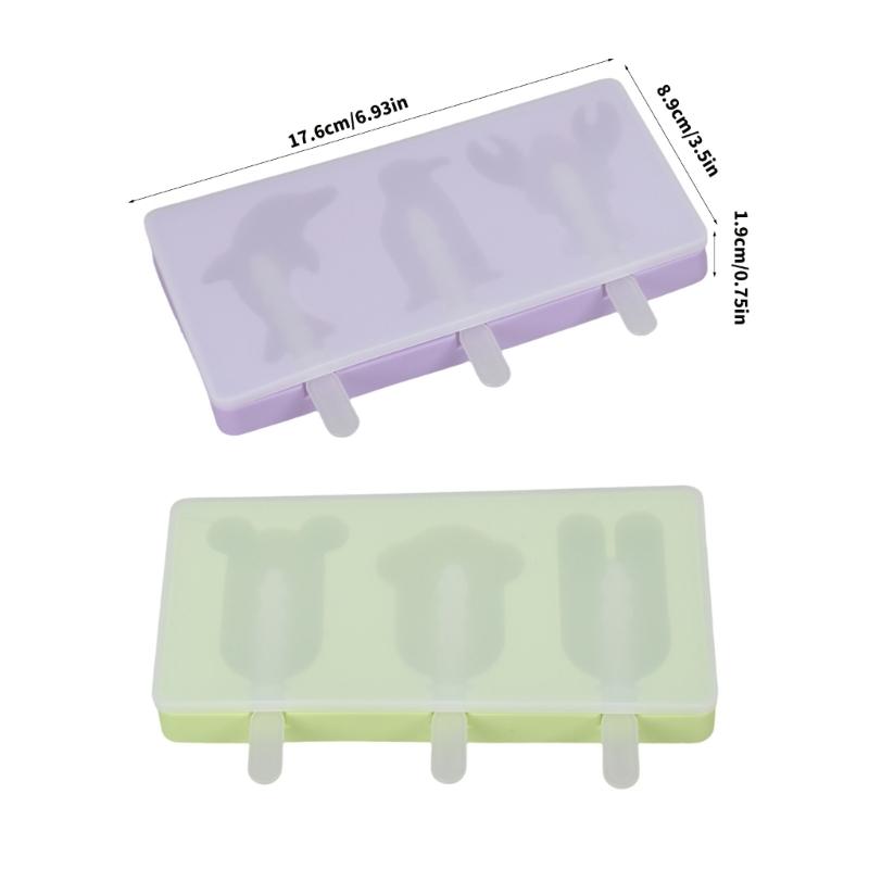 Cakesicles Molds Set of 2 Silicone Cake Stick Molds 3 Cavities Ice Cream Cake Stick Molds with 6Sticks for DIY Ice Lolly