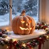 Dekorative Laternen Halloween Kürbis Kerzenhalter, Harz Laterne Teelichthalter mit geschnitztem Gesicht für Herbst Bauernhaus Tisch Kaminsims Dekor Stil