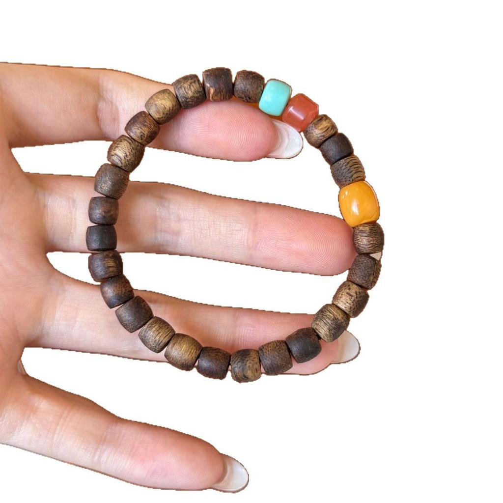 Natural Hainan Agarwood & South Red Turquoise Amber Bracelet with Style Customization Available