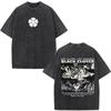 Washed Anime Black Clover Logo Graphic Print T-shirt Harajuku Summer Fashion Casual Cotton Oversized T-shirts Tops Streetwear