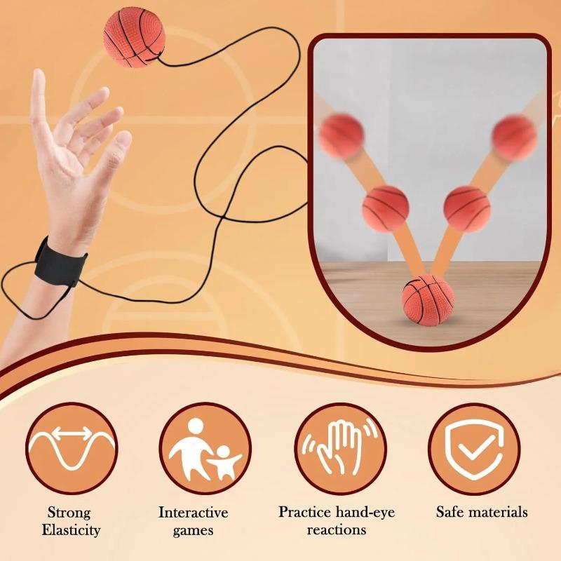 Bouncy Wrist Exercise Ball Hand Therapy Strengthening Elastic Rubber Rebound Trainer with Wristband for Rehabilitation Training