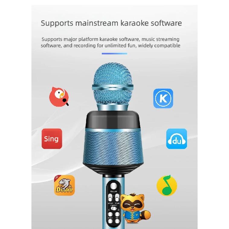 Wireless Bluetooth Karaoke Microphone, 5-in-1 Portable Handheld Mic Speaker with Dynamic Lights, Karaoke Microphone for Adults