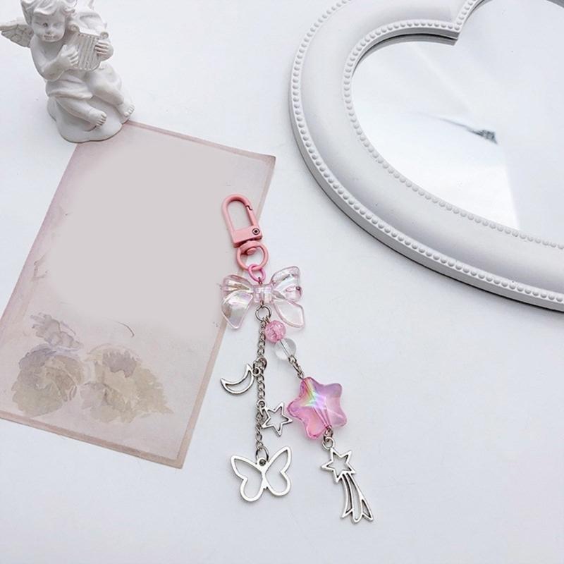 Cute Bowknot Pendant Keychain Dolphin Phone Charm Stylish Beaded Keychain Elegant Bag Pendant Suitale for Daily Use
