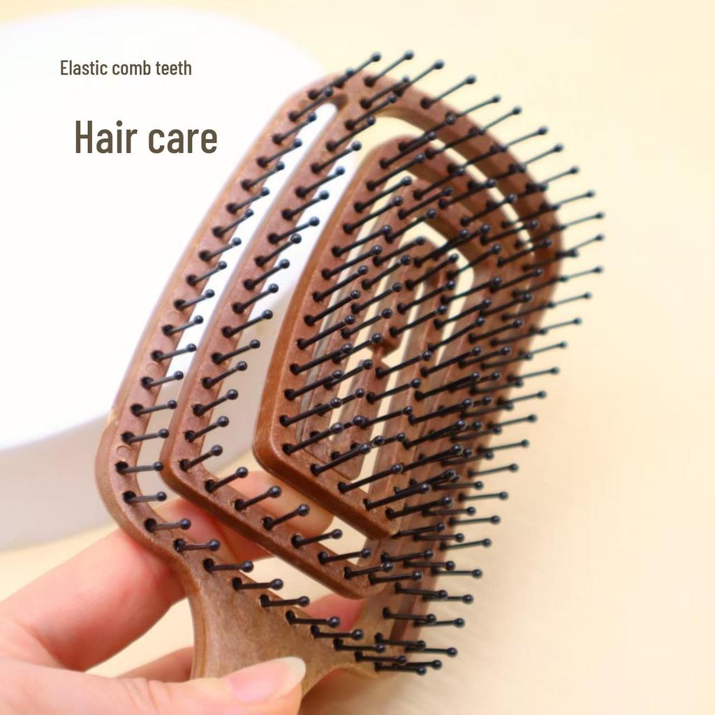 Kamm mit Kreuzhollow-Holzmaserung: Wildschweinborste für langes Damenhaar - Glättend, Volumen gebend, Styling und Haushalt Mückenschutz