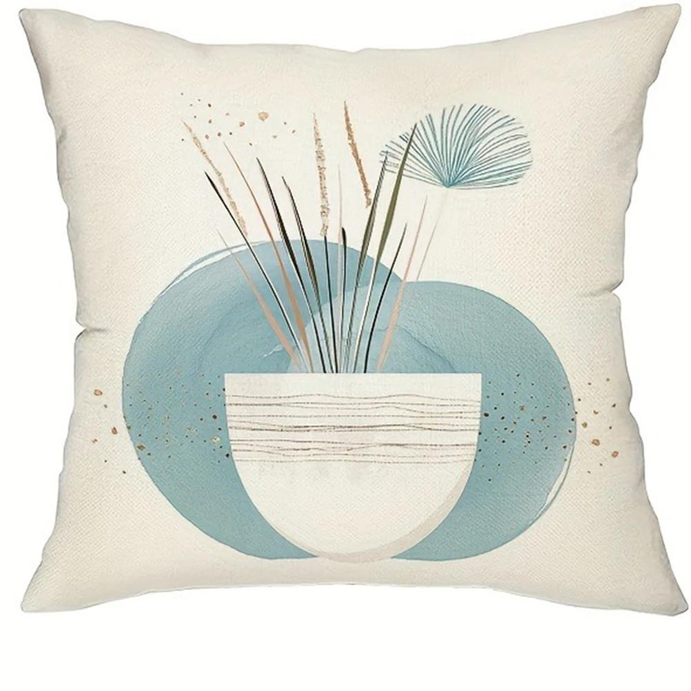 Bohemian Style Home Decoration Pillowcase Abstract Simple Geometric Leaf Pattern Design Living Room Sofa Chair Cushion Cover