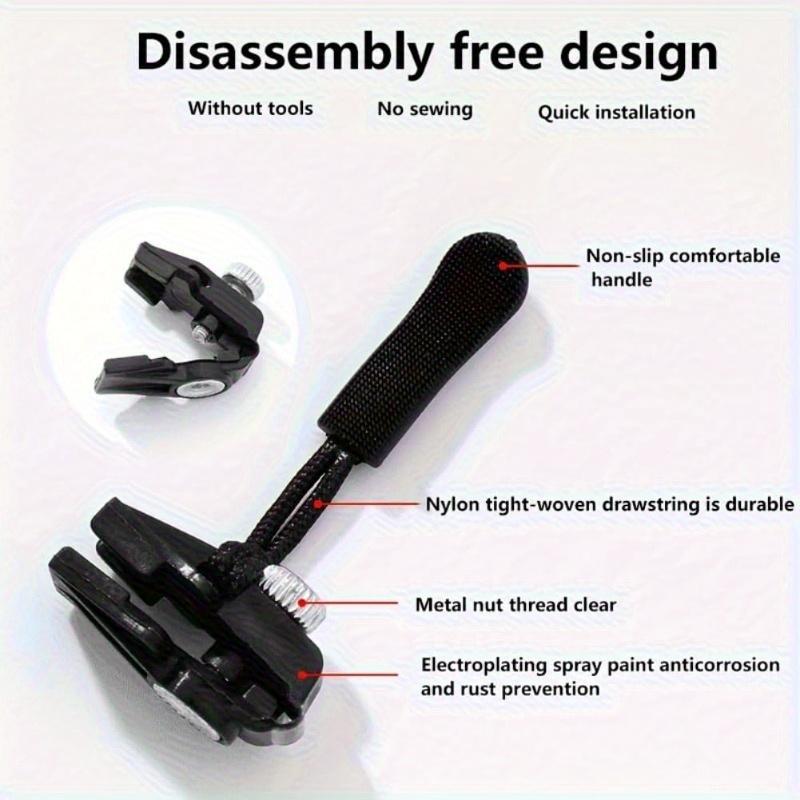 9Pcs Universal Zipper Repair Kit Quick Instant Detachable Zipper Head Replacement Zipper Slider Pull for Jacket Bags Coat Free Sewing