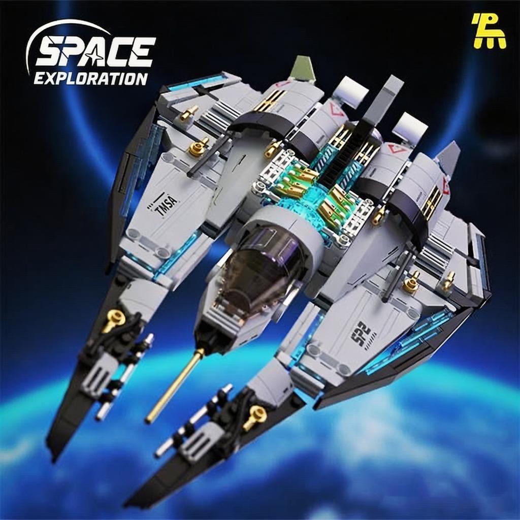 T5014 Space Star Cruiser Building Blocks Toy Moc Futuristic Universe Spaceship Model Bricks Kit Kids High Tech Toy Gift Aldult