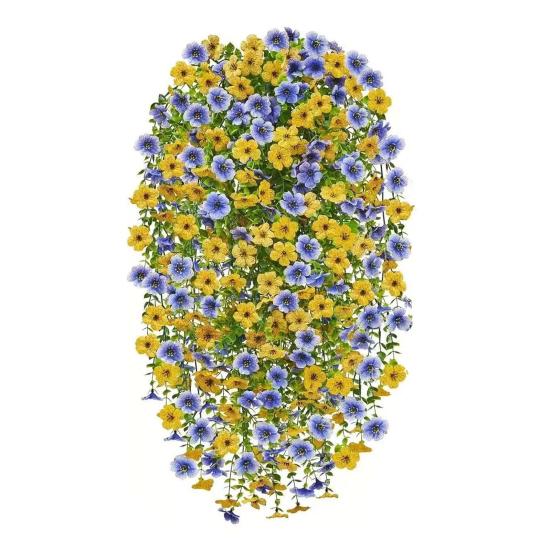 Konstgjord violett vinranka dekoration realistisk UV-beständig falsk blomma rotting inomhus utomhus trädgård veranda uteplats vägghängande konstgjord blomdekor
