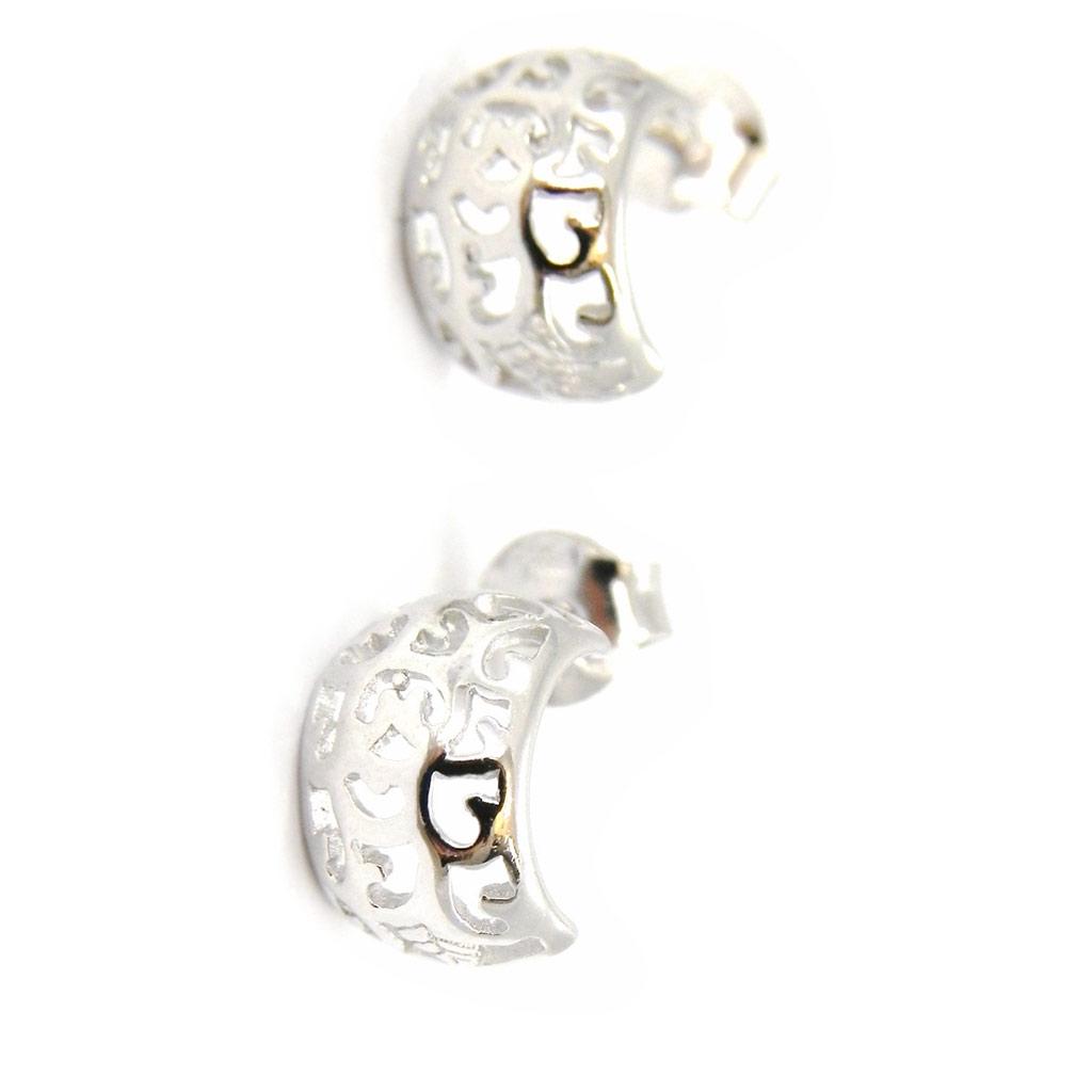 Les Trésors De Lily [I4000] - Demi-Créoles Argent 'Chorégraphie' argenté (rhodié) - 10x6 mm