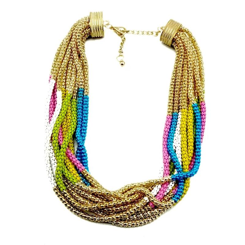 

Женское богемное многослойное короткое ожерелье ручной работы с красочными рисовыми бусинами и ожерелье в этническом ретро стиле с ветром разноцветный