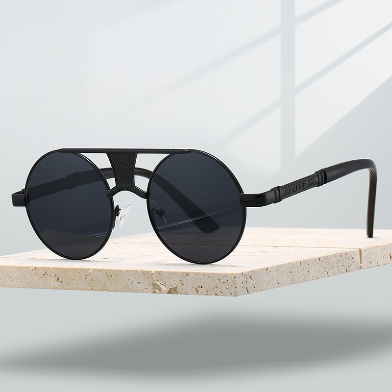 Vintage Round Sunglasses Men Retro Fashion Double Bridge Casual Shades Women Trendy Luxury Brand Design Decor Sun Glasses