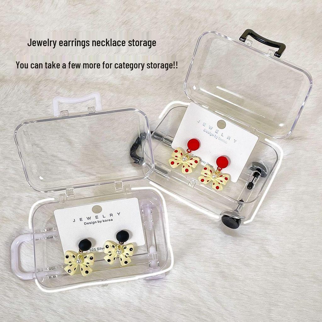Creative Mini Luggage Storage Box for Wedding Candy, Nail Art Accessories, and Toys - Transparent Small Box.