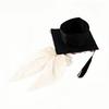 Elegant Flower Black Graduation Caps for Doctorate Degree Ceremonies Tassels Stylish Flower