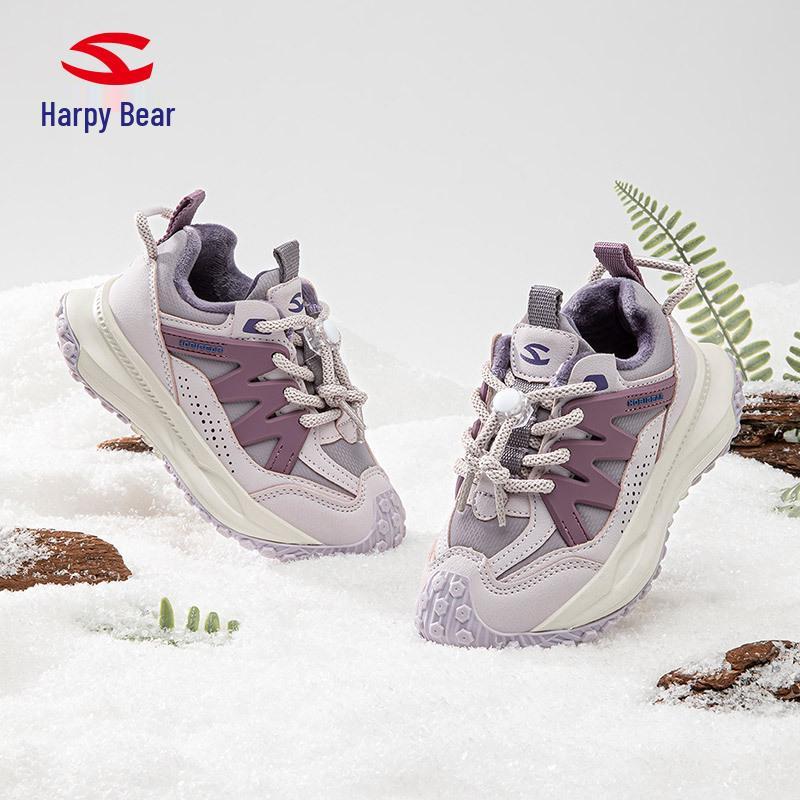 Habi Bear Boys' and Girls' Double Cotton Sneakers with Velvet Lining and Durian Sole for Winter