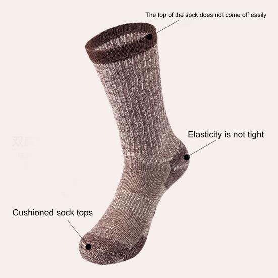 1 Pair Women Winter Socks Mid-tube Cotton Socks Elastic Rib Cuffs Socks for Hiking Sports Machine Washable Keep Warm Anti-slip Daily Stockings