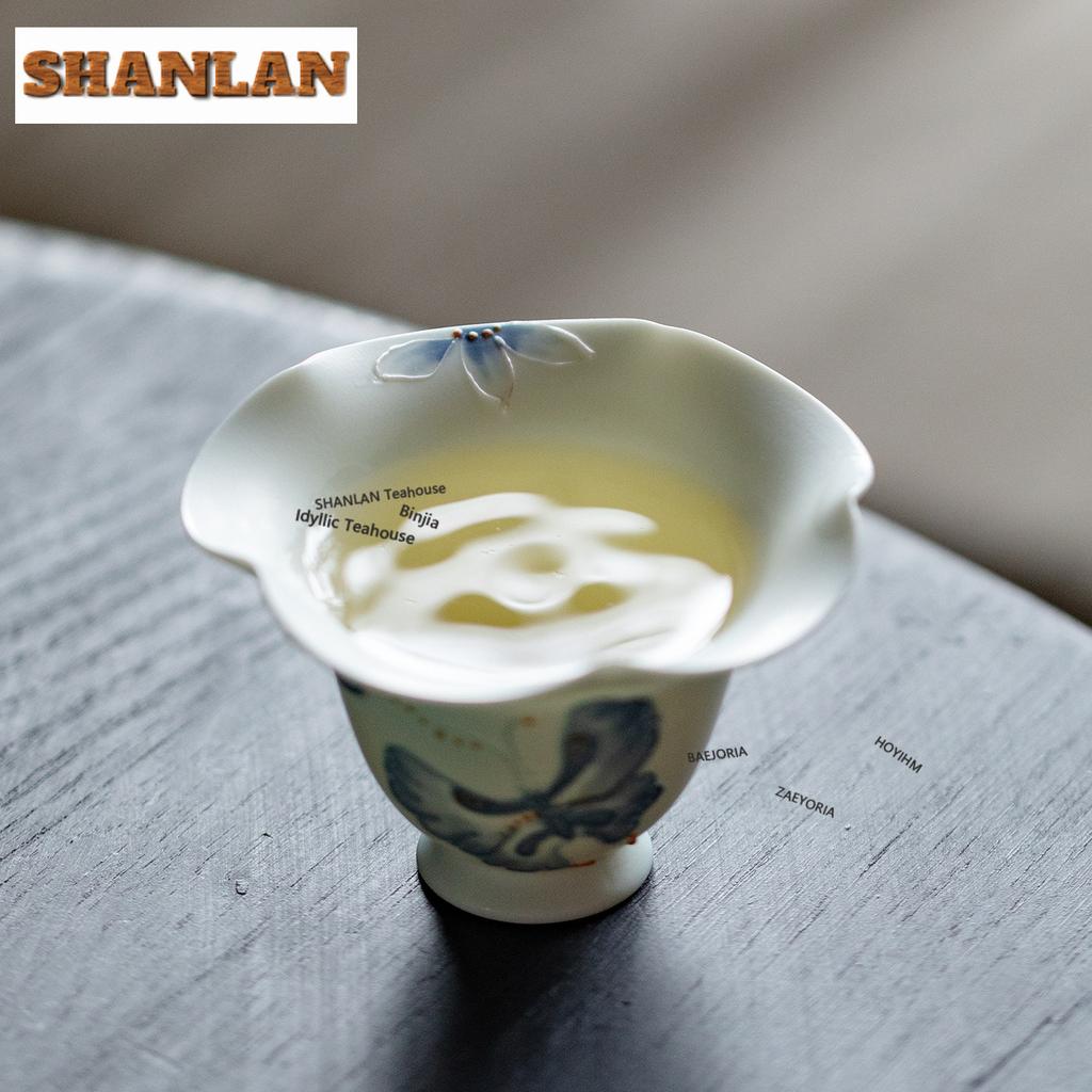 40ml Hand Drawn Butterflies Teacup Ancient Tea Bowl Tea Pair Tea-tasting Personal Cup Jianzhan Master Cups Tea Ceremony Supplies