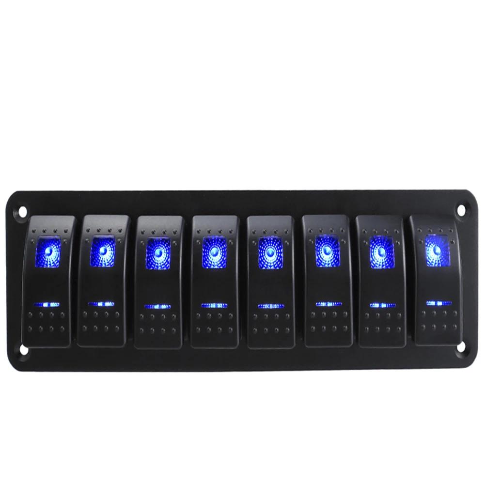 Universal Marine Boat 2/3/4/5/6/ 8 Group Rocker Switch Panel 5-pin Switches for 12V/24V Cars Trailers Red Green Indicator Light