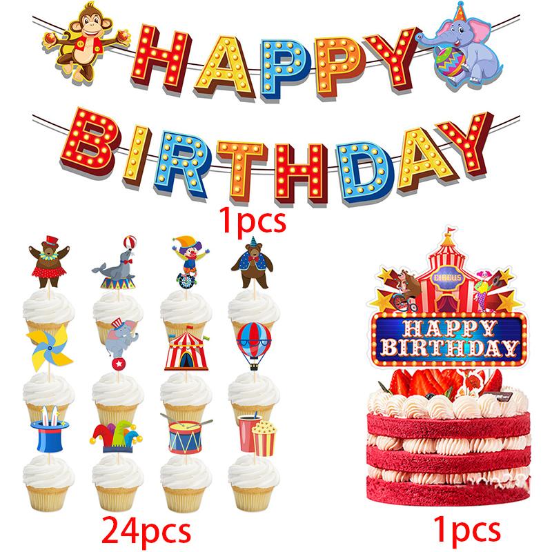 Carnival Circus Animals Decorations Banner Birthday Disposable Tableware Tablecloth Plate Cup Napkin Favors Party Supplie