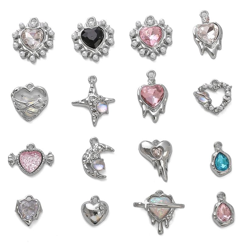 Γούρι Κράματος Διαμαντιού Καρδιά Αστέρι Φεγγάρι Μενταγιόν Κολιέ Βραχιόλι Σκουλαρίκια Αξεσουάρ Κοσμημάτων DIY